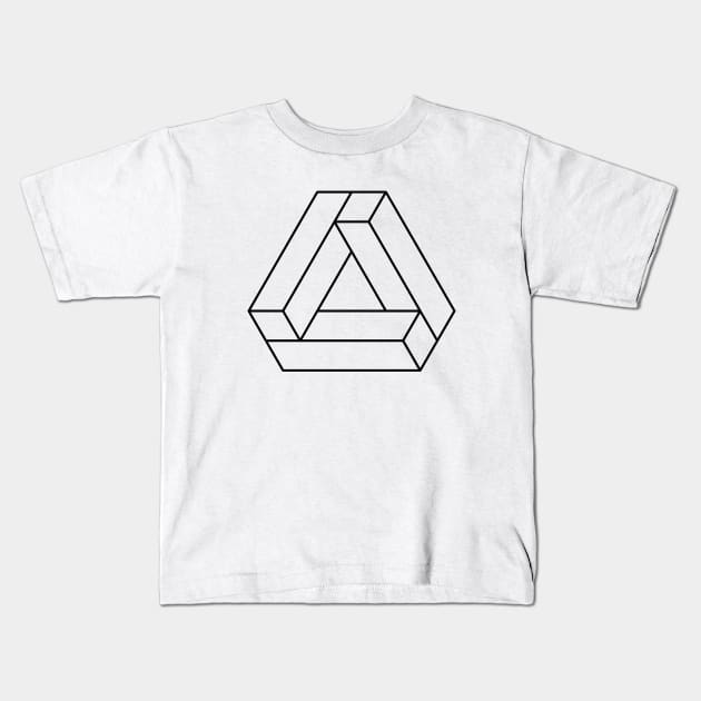 Impossible Shapes – Optical Illusion - Geometric Triangle Kids T-Shirt by info@dopositive.co.uk
